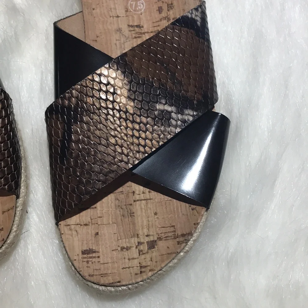 Kanna snake / black leather cork sandal